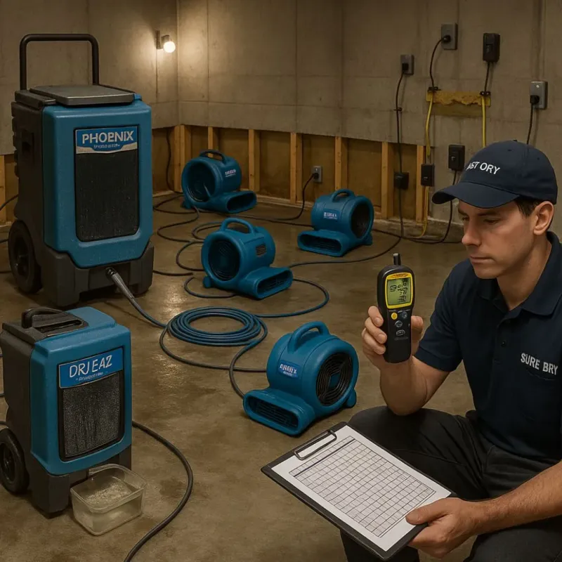 Structural Drying and Dehumidification process in Akron, IA